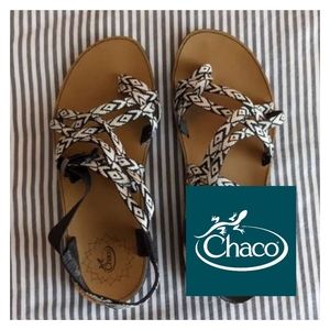 Black and White Chaco Women's Diana Sport Sandal 7